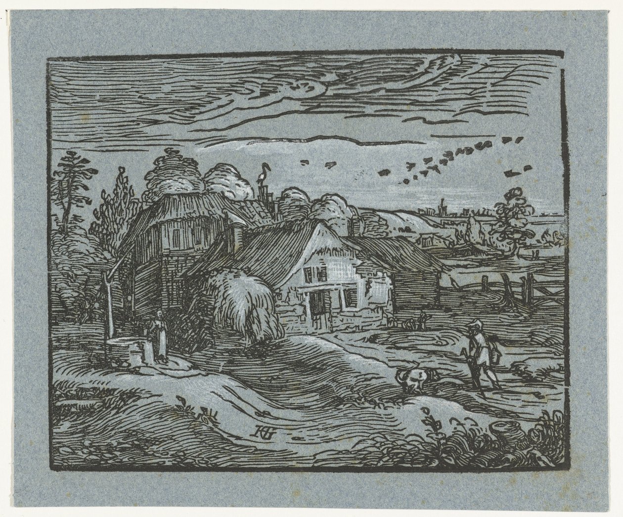 Krajina s farmou Čtyři malé krajiny (název série) od Hendrick Goltzius