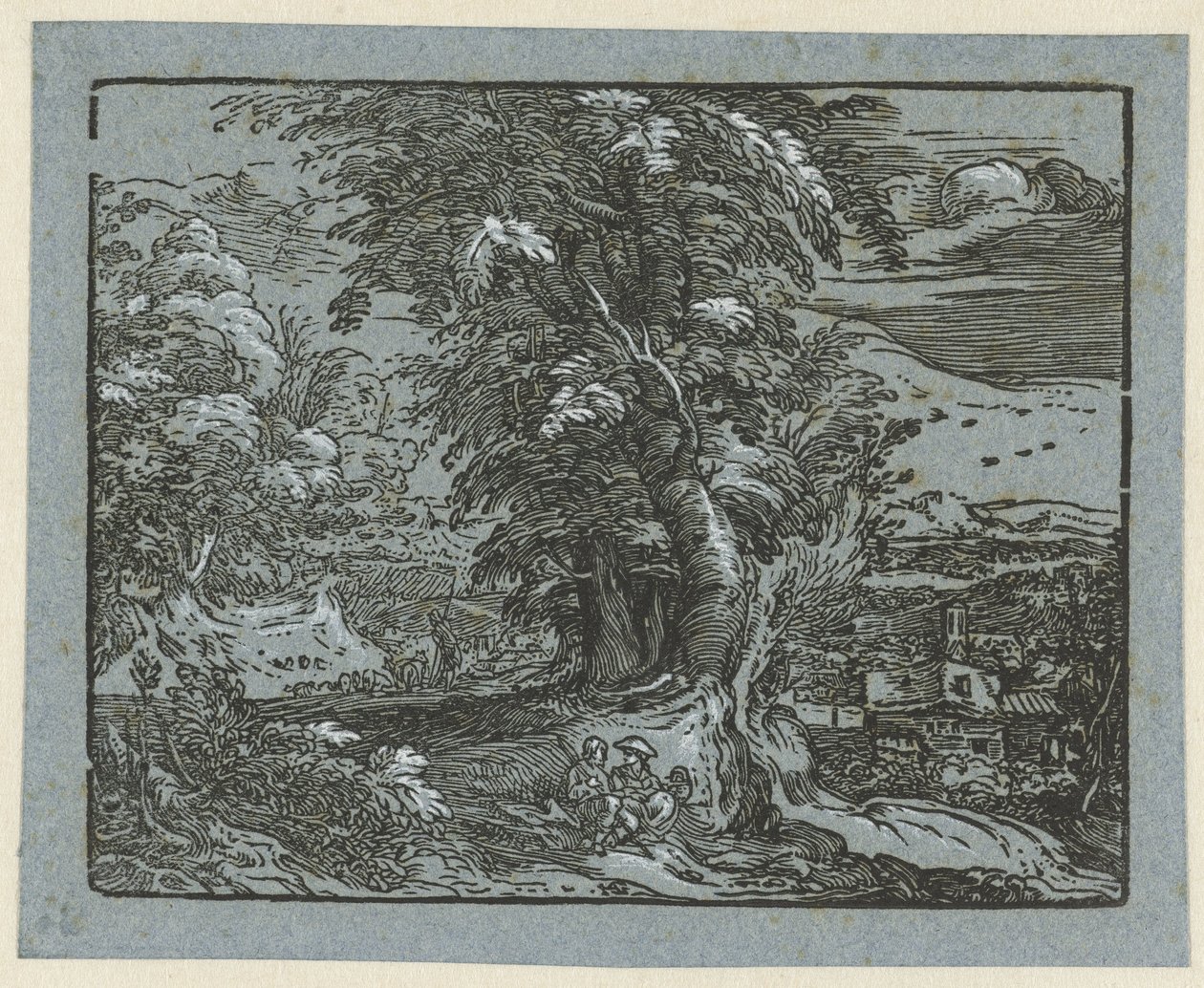 Krajina s sedící pár Čtyři malé krajiny (název série) od Hendrick Goltzius