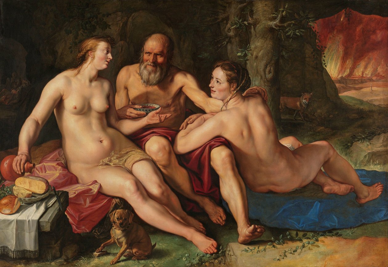 Lot a jeho dcery Loth a jeho dcery od Hendrick Goltzius