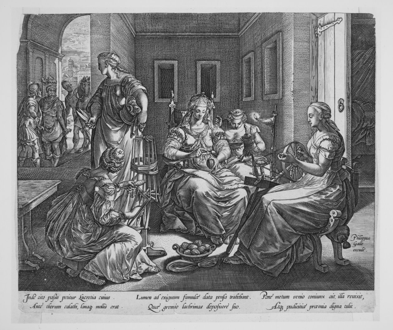 Lucretia a její přadoucí ženy od Hendrick Goltzius