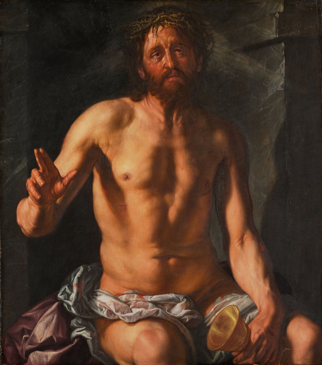 Muž bolestí s kalichem (Kristus jako Vykupitel) od Hendrick Goltzius