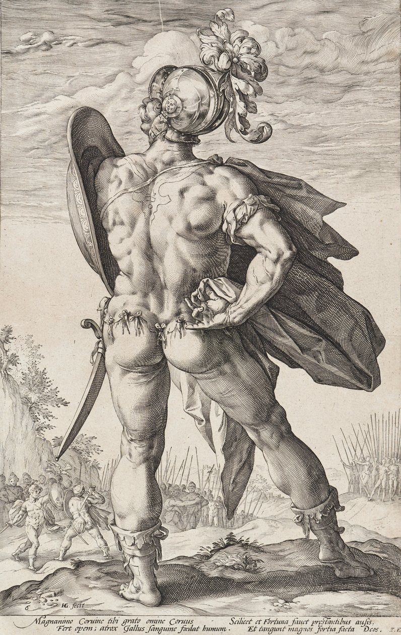 Marcus Valerius Corvus (Římští hrdinové, list 6) od Hendrick Goltzius