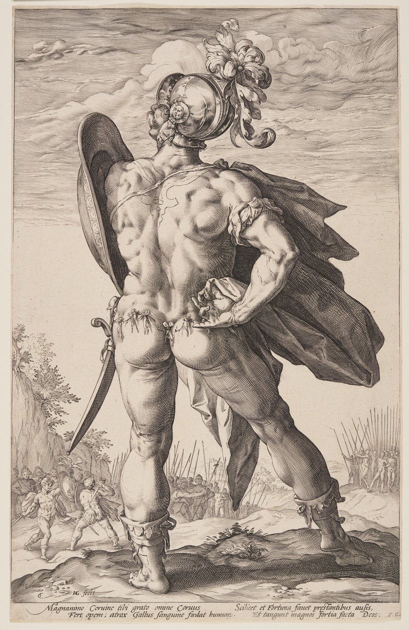 Marcus Valerius Corvus, z knihy Římští hrdinové od Hendrick Goltzius