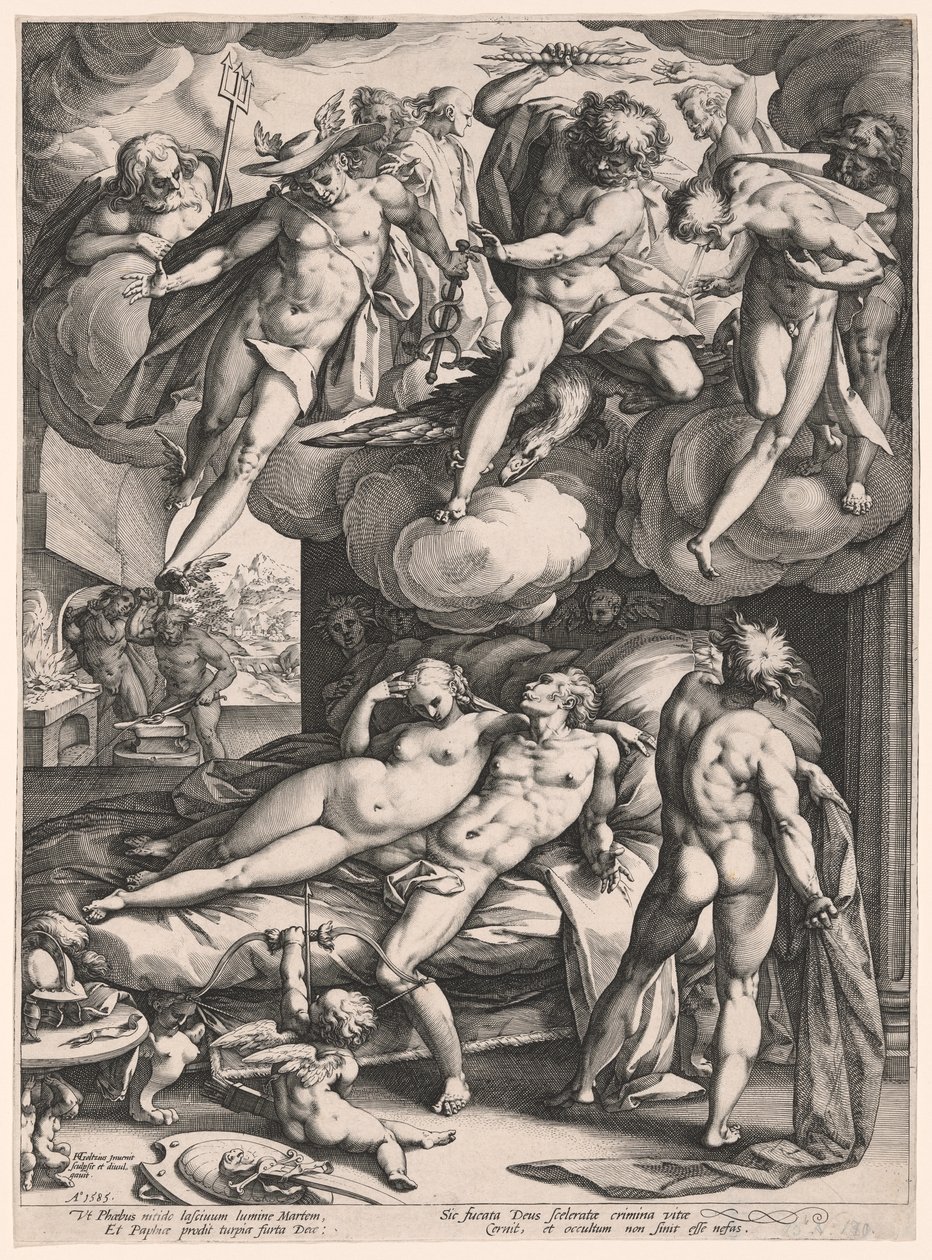Mars a Venuše překvapeni Vulkánem od Hendrick Goltzius