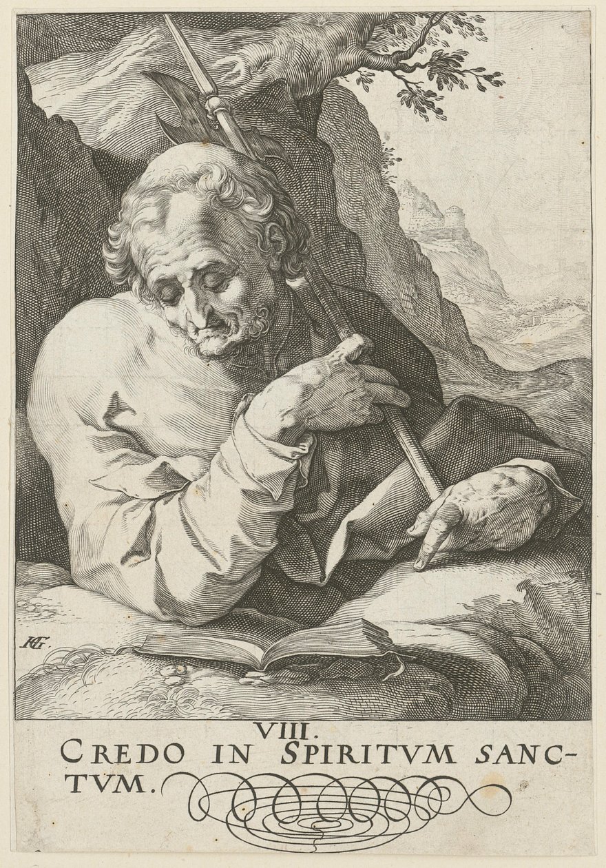 Matouš, list 9 ze souboru „Kristus, dvanáct apoštolů a Pavel“ od Hendrick Goltzius