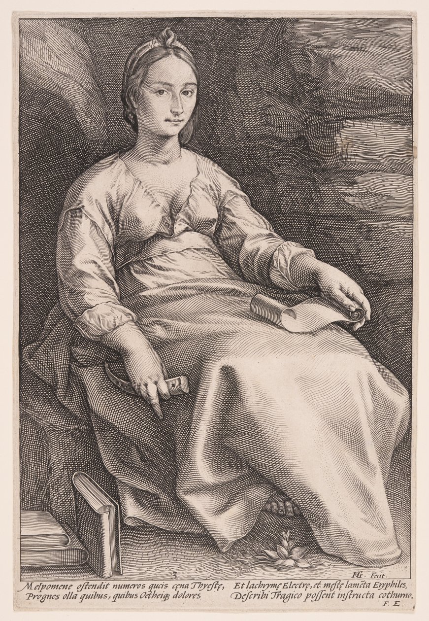 Melpomene, múza tragédie, z knihy Devět múz od Hendrick Goltzius