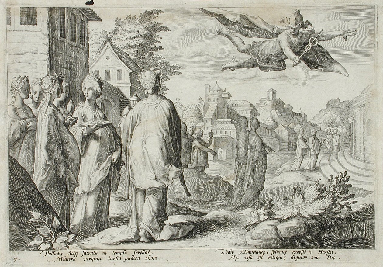 Merkur zamilovaný do Hersé, dcery Kekropa od Hendrick Goltzius