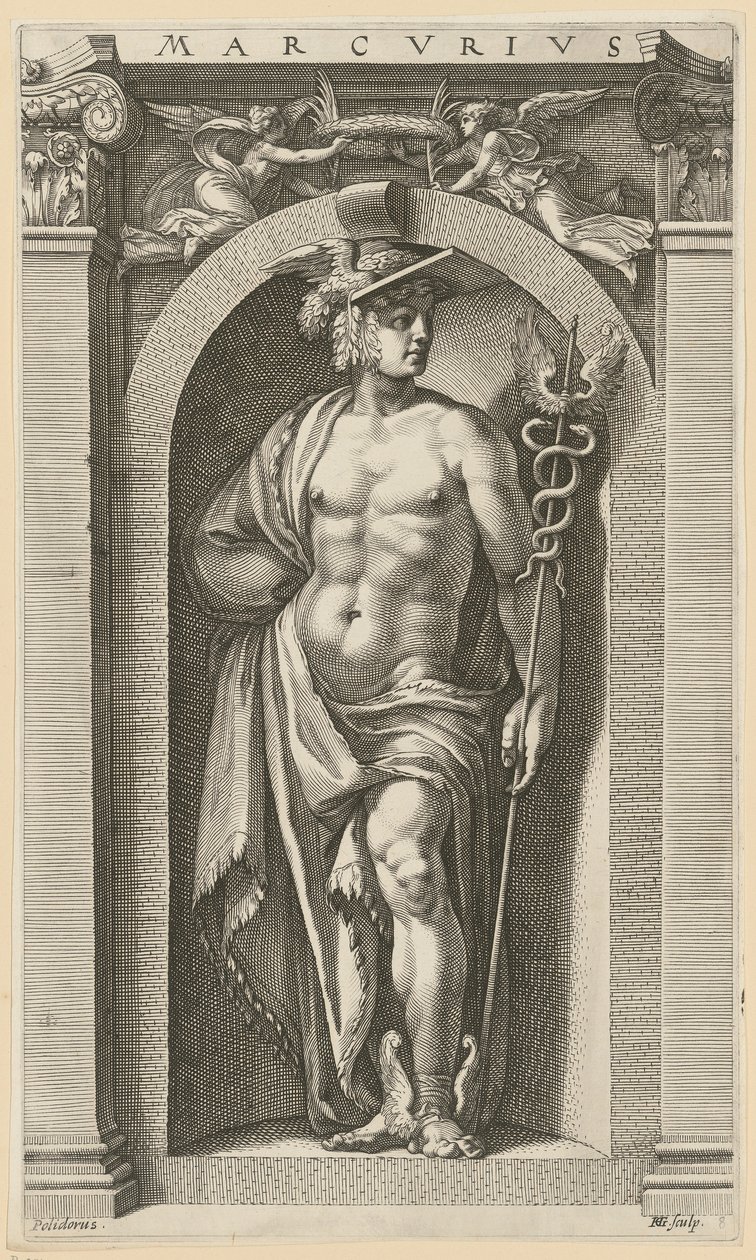 Merkur, list č. 8 ze série „Osm antických božstev“ od Hendrick Goltzius