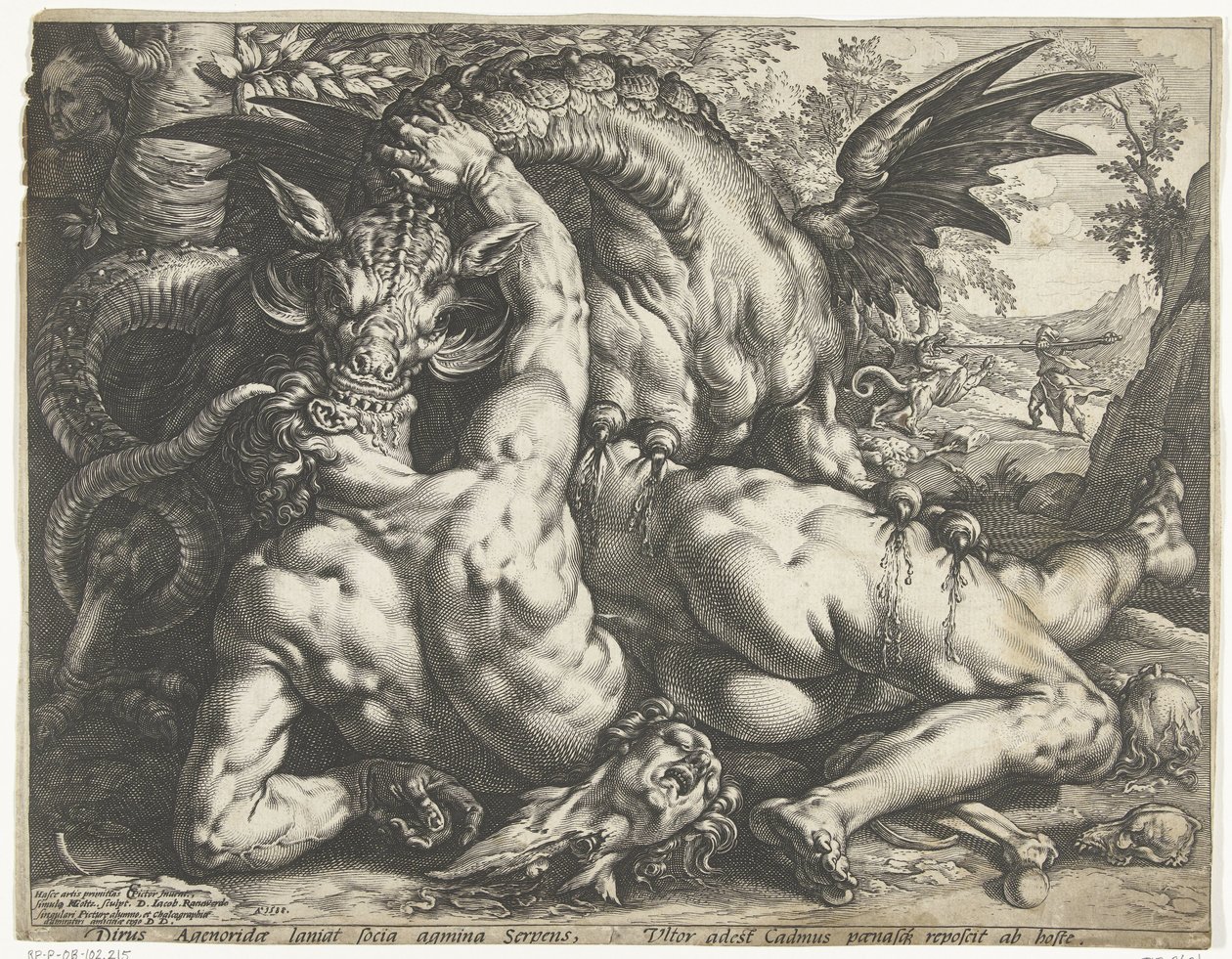 Kadmovi společníci pohlcení drakem od Hendrick Goltzius
