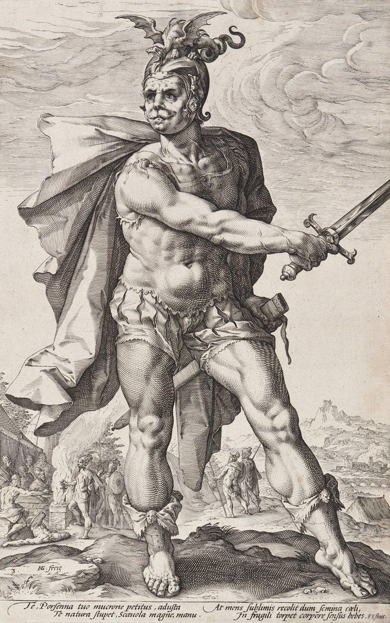 Mucius Scaevola (Římští hrdinové, tabule 3) od Hendrick Goltzius