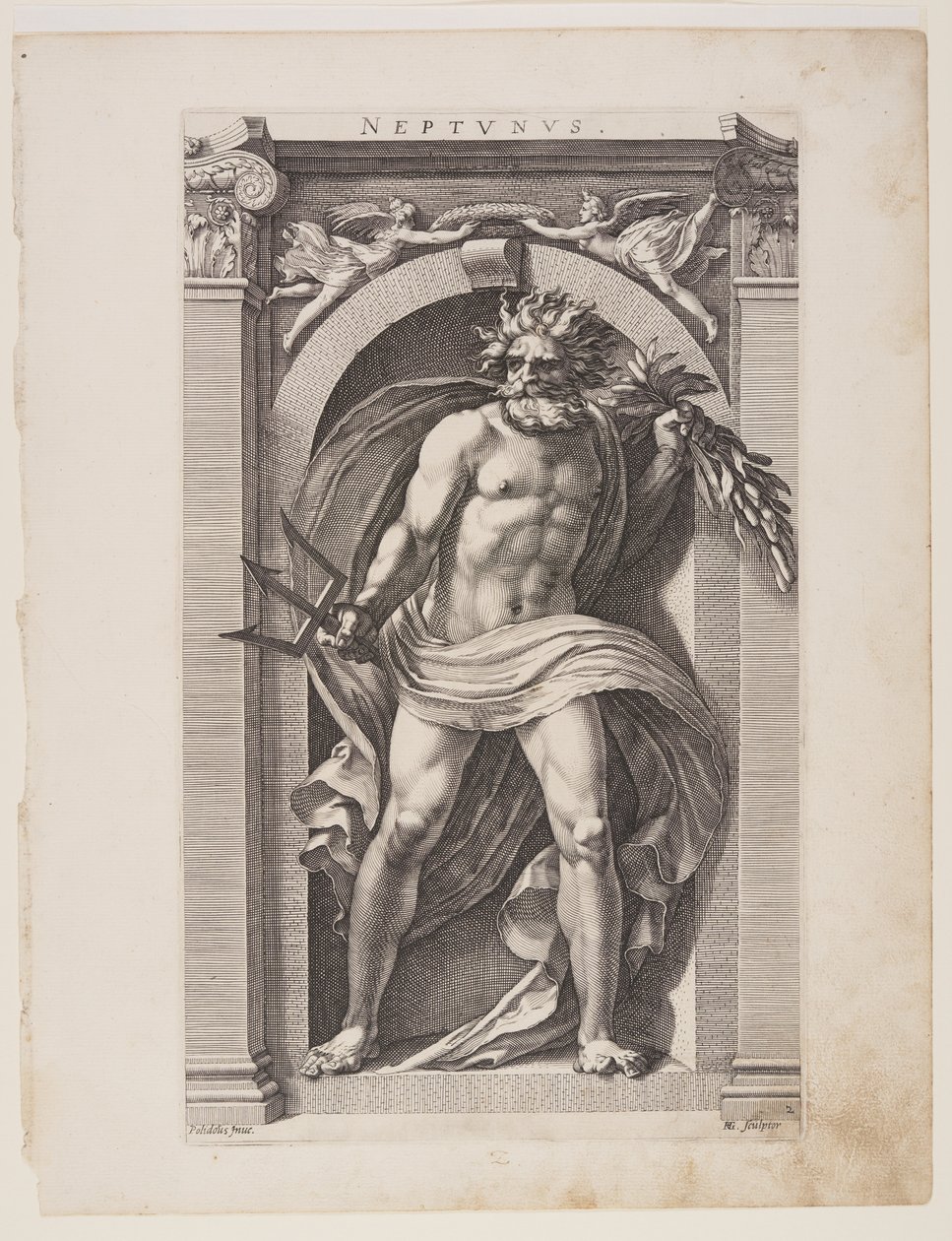 Neptunus, z knihy Osm pohanských bohů od Hendrick Goltzius