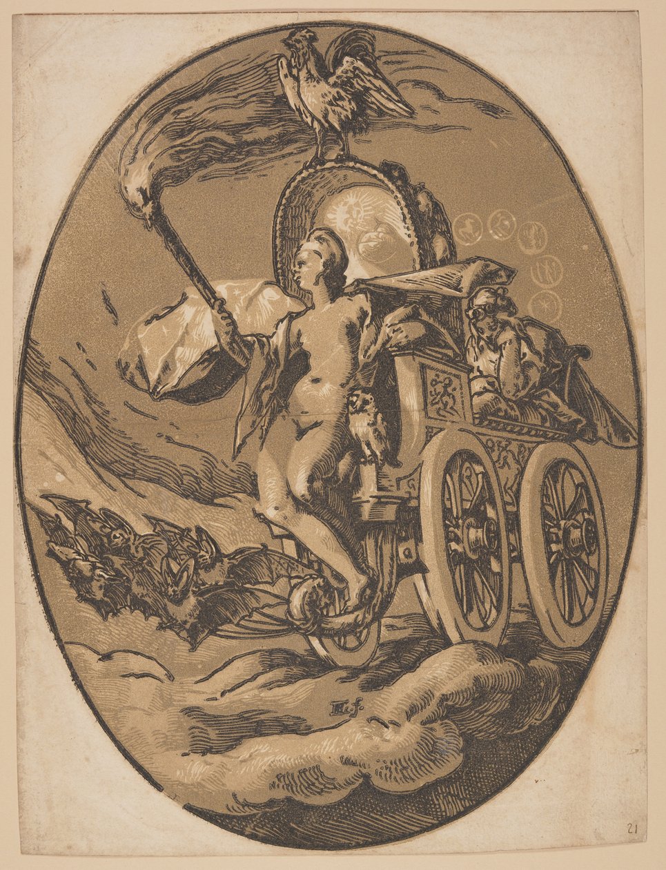 Nox, z knihy Božstva od Hendrick Goltzius
