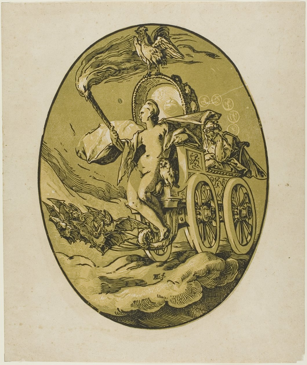 Nox, deska sedm od Demogorgona a Božstev od Hendrick Goltzius