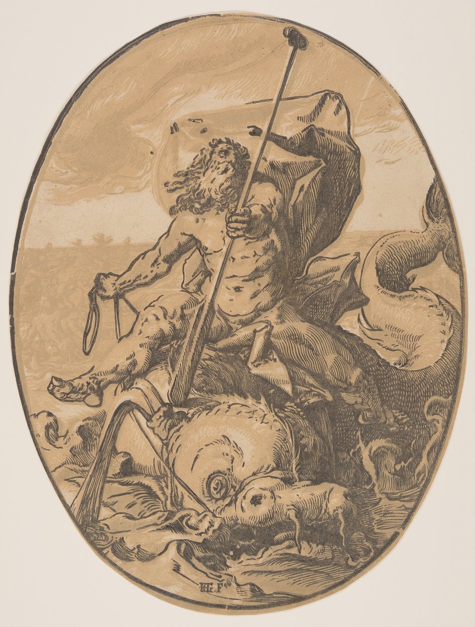 Oceanus, z knihy Božstva od Hendrick Goltzius