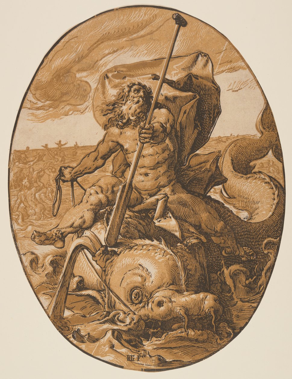 Oceanus, z knihy Božstva od Hendrick Goltzius