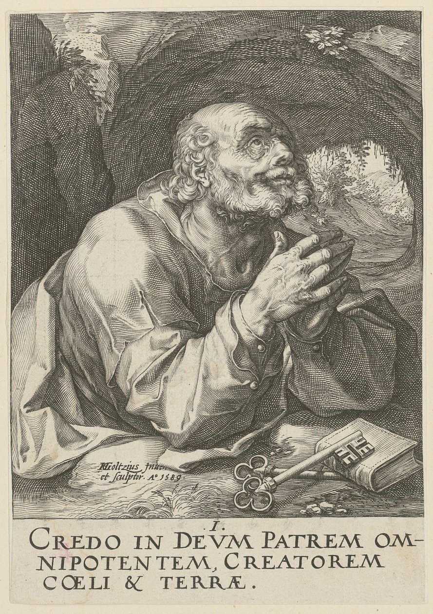 Petr, list 1 ze série „Kristus, dvanáct apoštolů a Pavel“ od Hendrick Goltzius