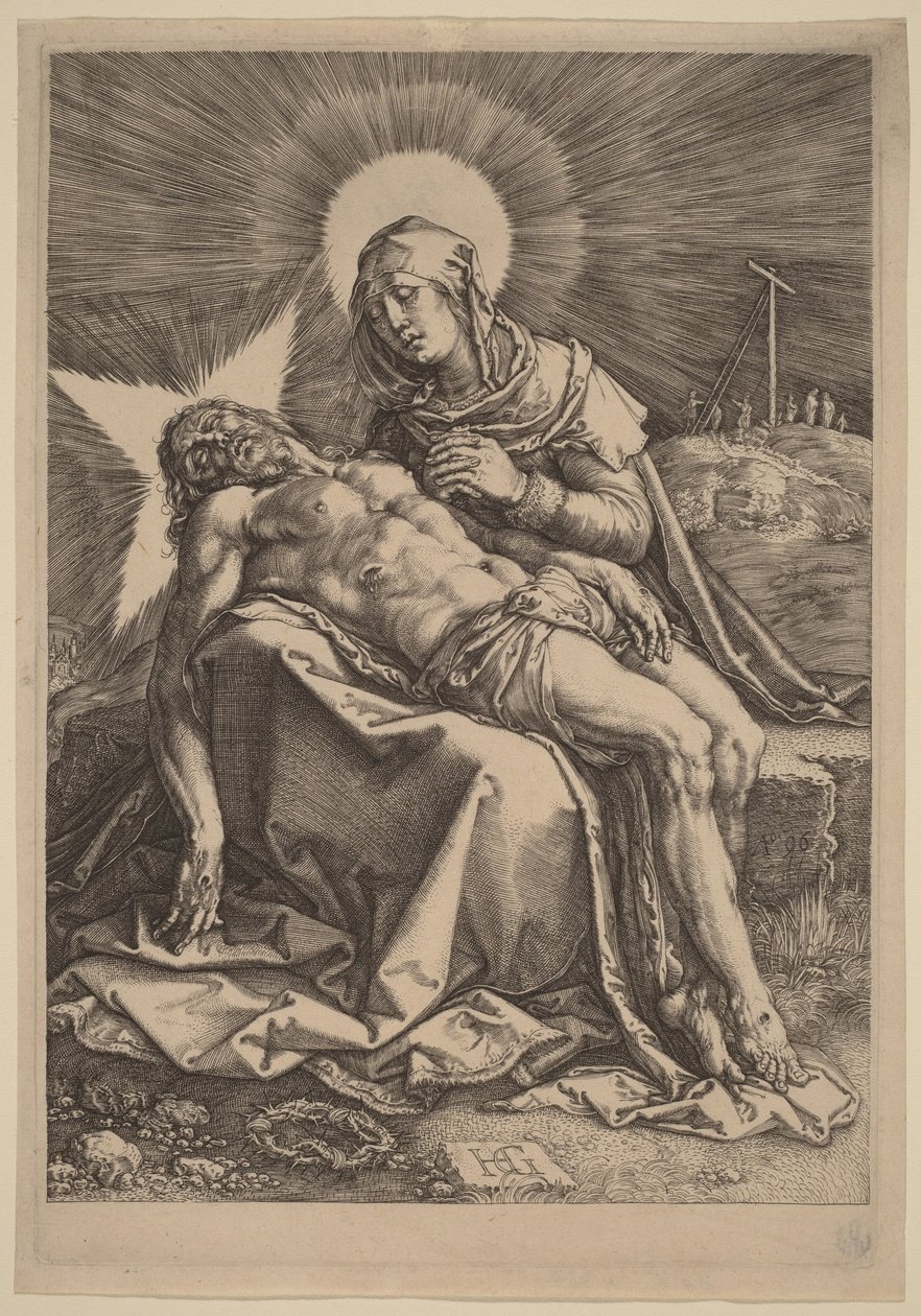 Pietà (Truchlící Panna Marie s mrtvým Kristem na klíně) od Hendrick Goltzius