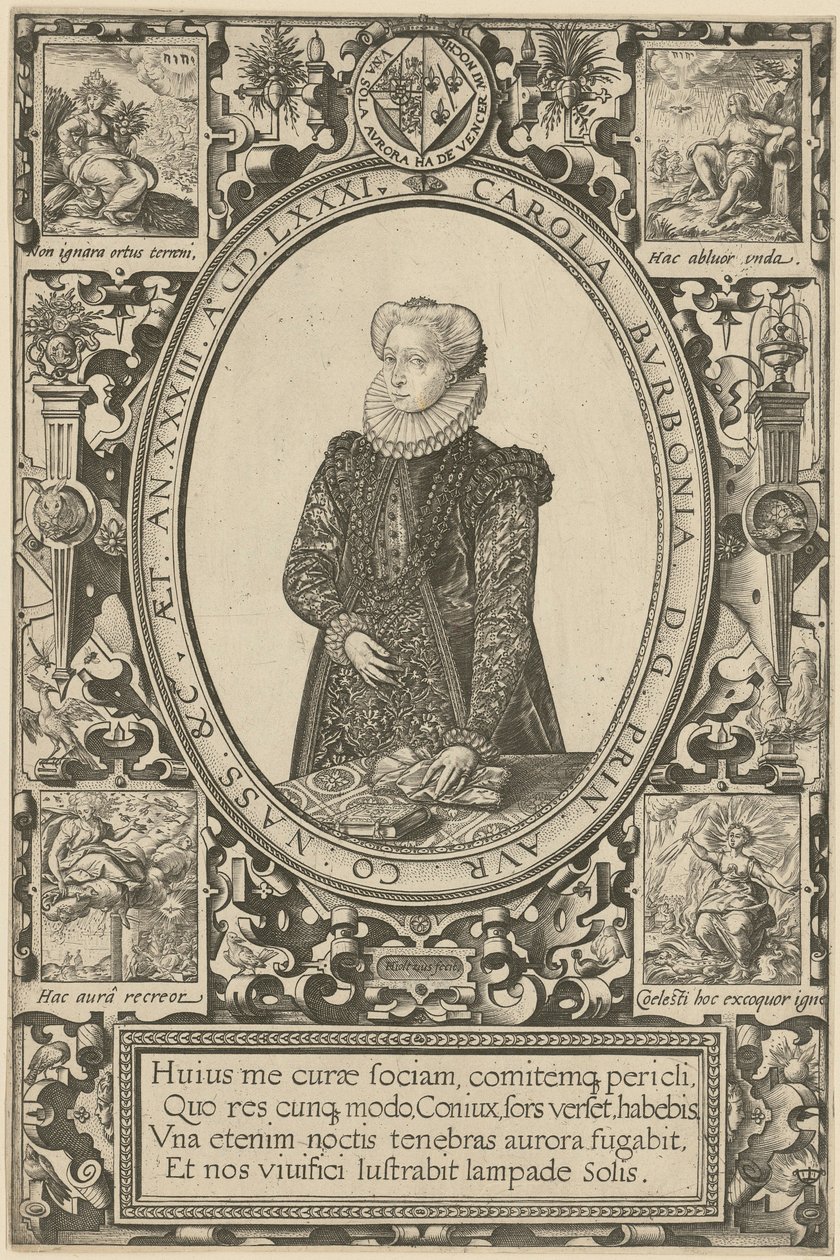 Portrét Charlotty de Bourbon od Hendrick Goltzius