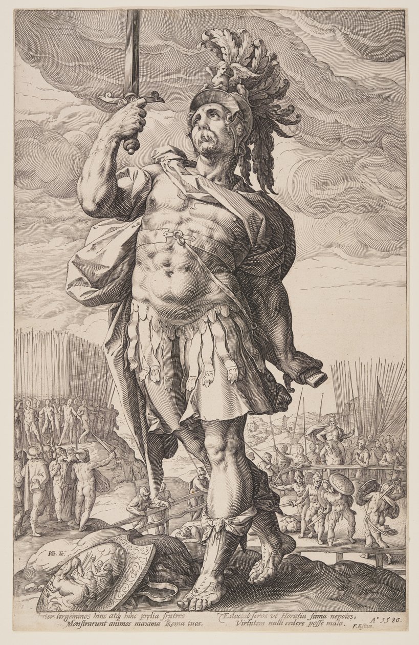 Publius Horatius, z knihy Římští hrdinové od Hendrick Goltzius