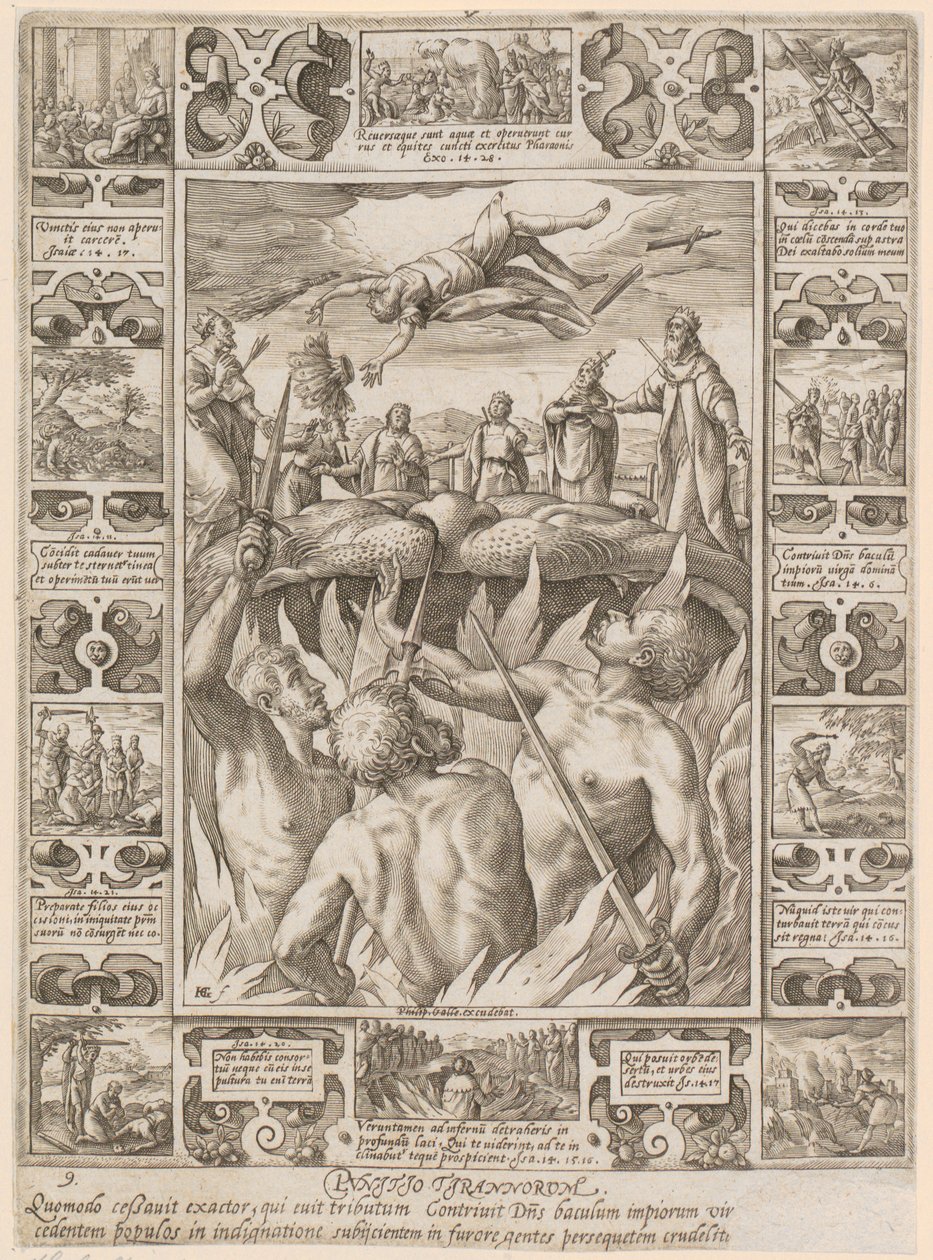 Punitio tirannorum, list 9 ze série „Alegorie křesťanské víry“ od Hendrick Goltzius