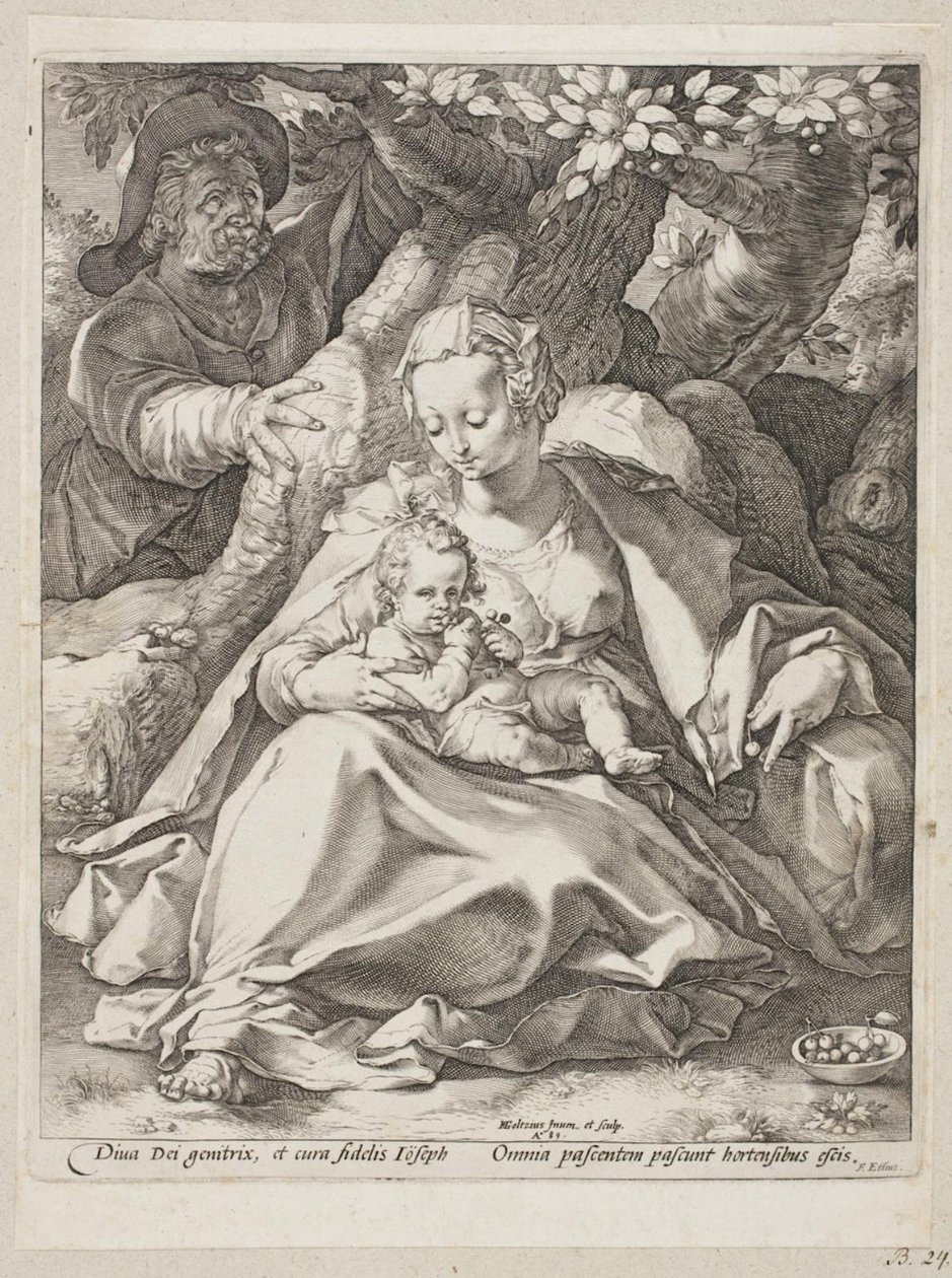 Odpočinek na letu do Egypta pod třešní od Hendrick Goltzius