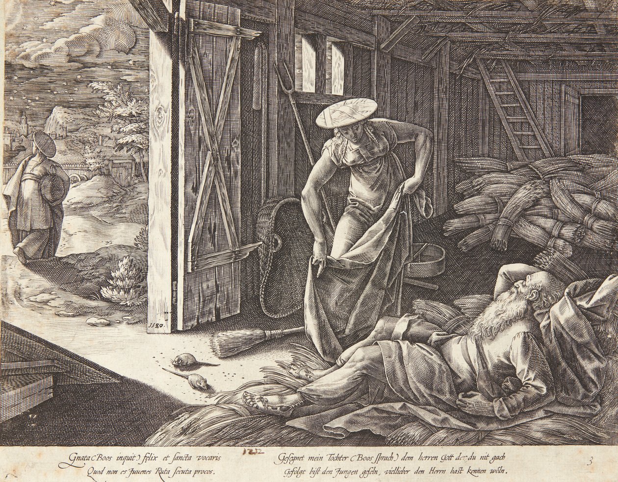 Rút a Boáz na mlatu od Hendrick Goltzius