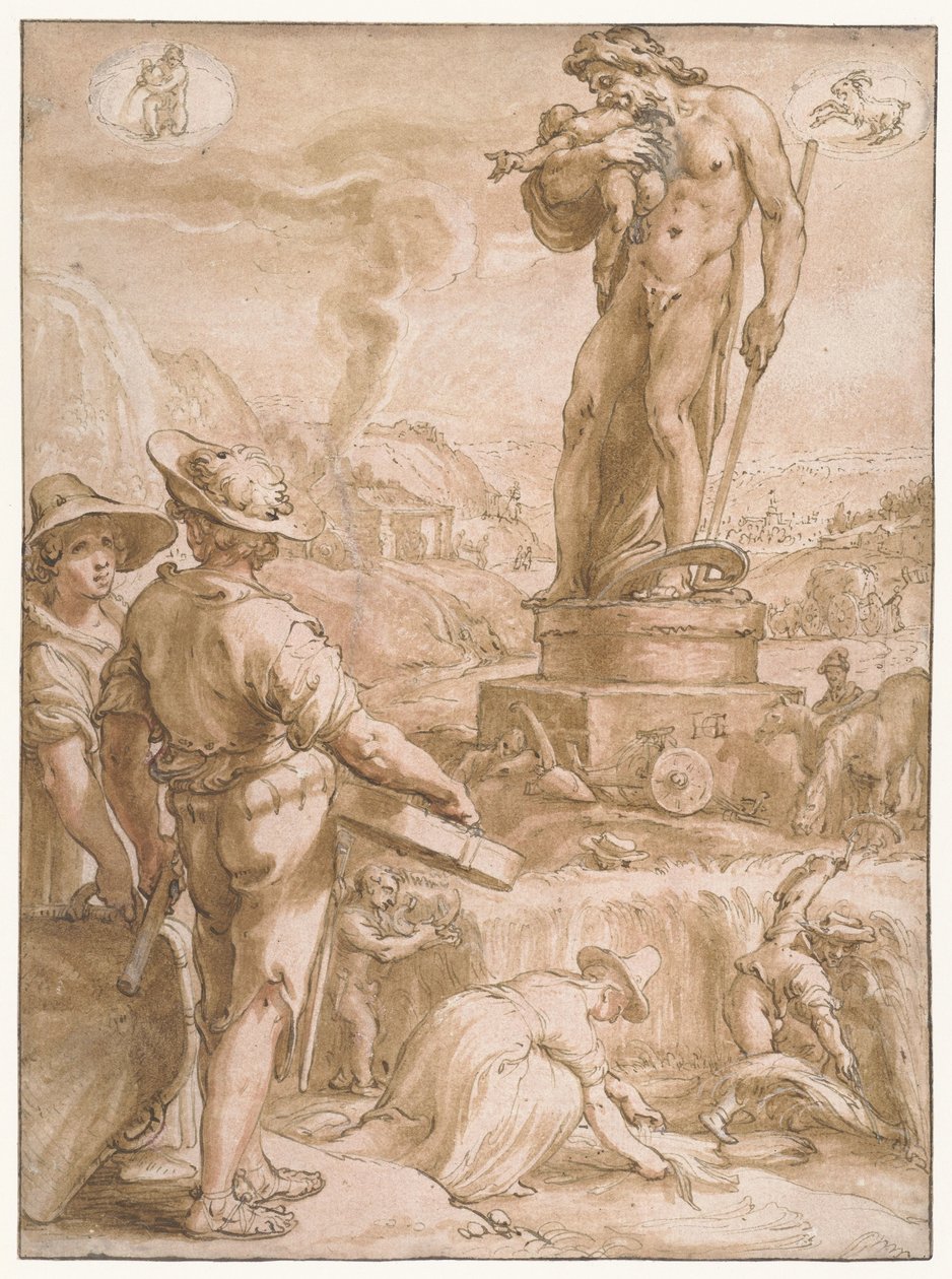 Saturn Sedm planet (název série) od Hendrick Goltzius