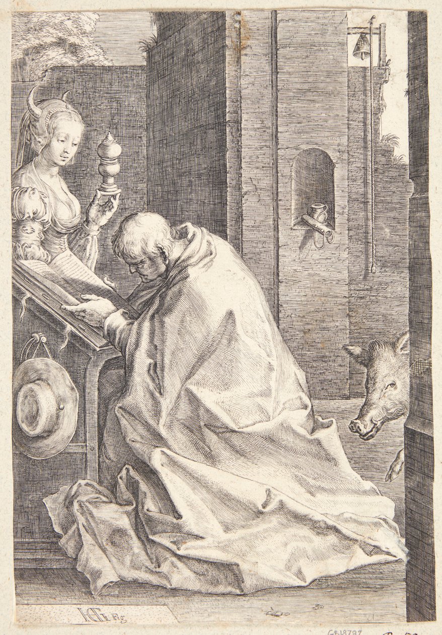 Pokušení svatého Antonína od Hendrick Goltzius