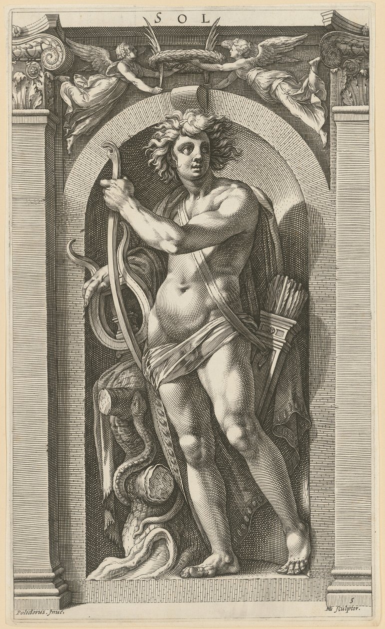 Sol, list 5 ze souboru „Osm antických božstev“ od Hendrick Goltzius