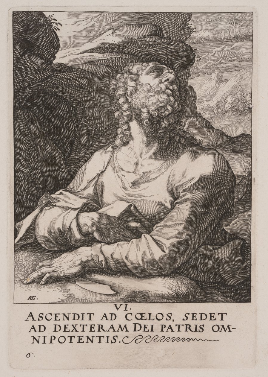 Svatý Bartoloměj z knihy Kristus, apoštolové a svatý Pavel s vyznáním víry od Hendrick Goltzius