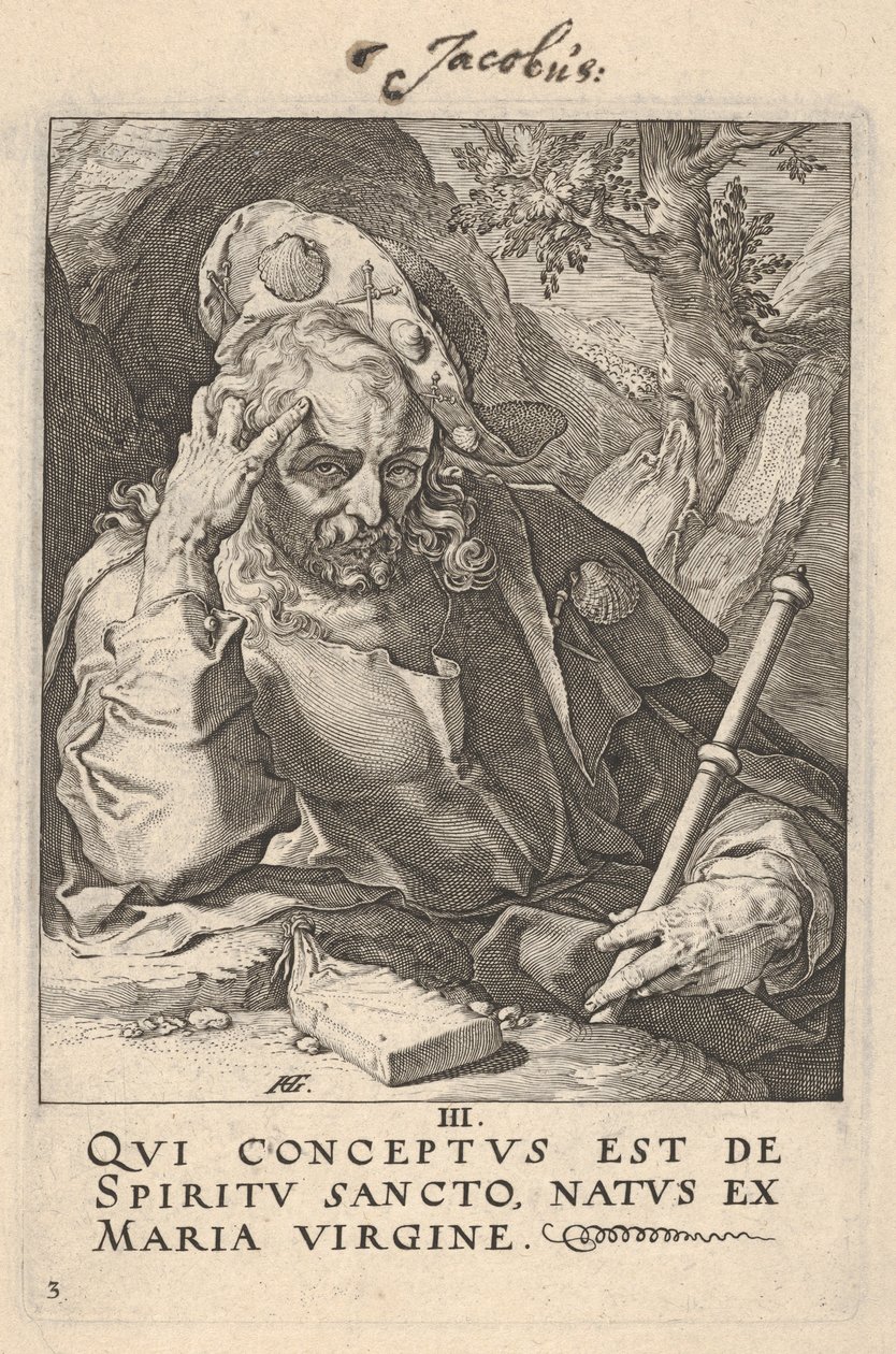 Svatý Jakub Větší, z díla „Kristus, apoštolové a svatý Pavel s vyznáním víry“ od Hendrick Goltzius
