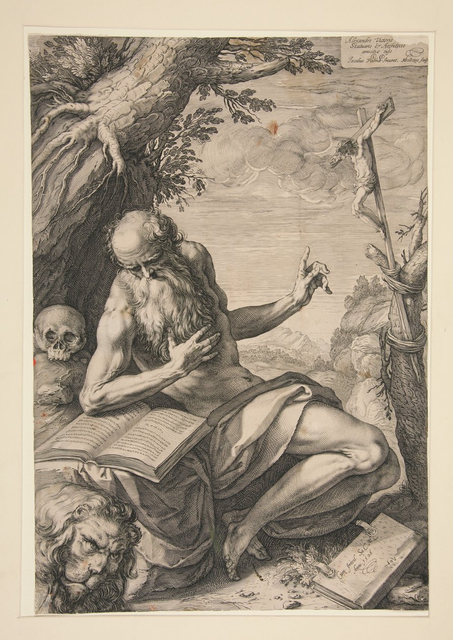 Svatý Jeroným v poušti od Hendrick Goltzius