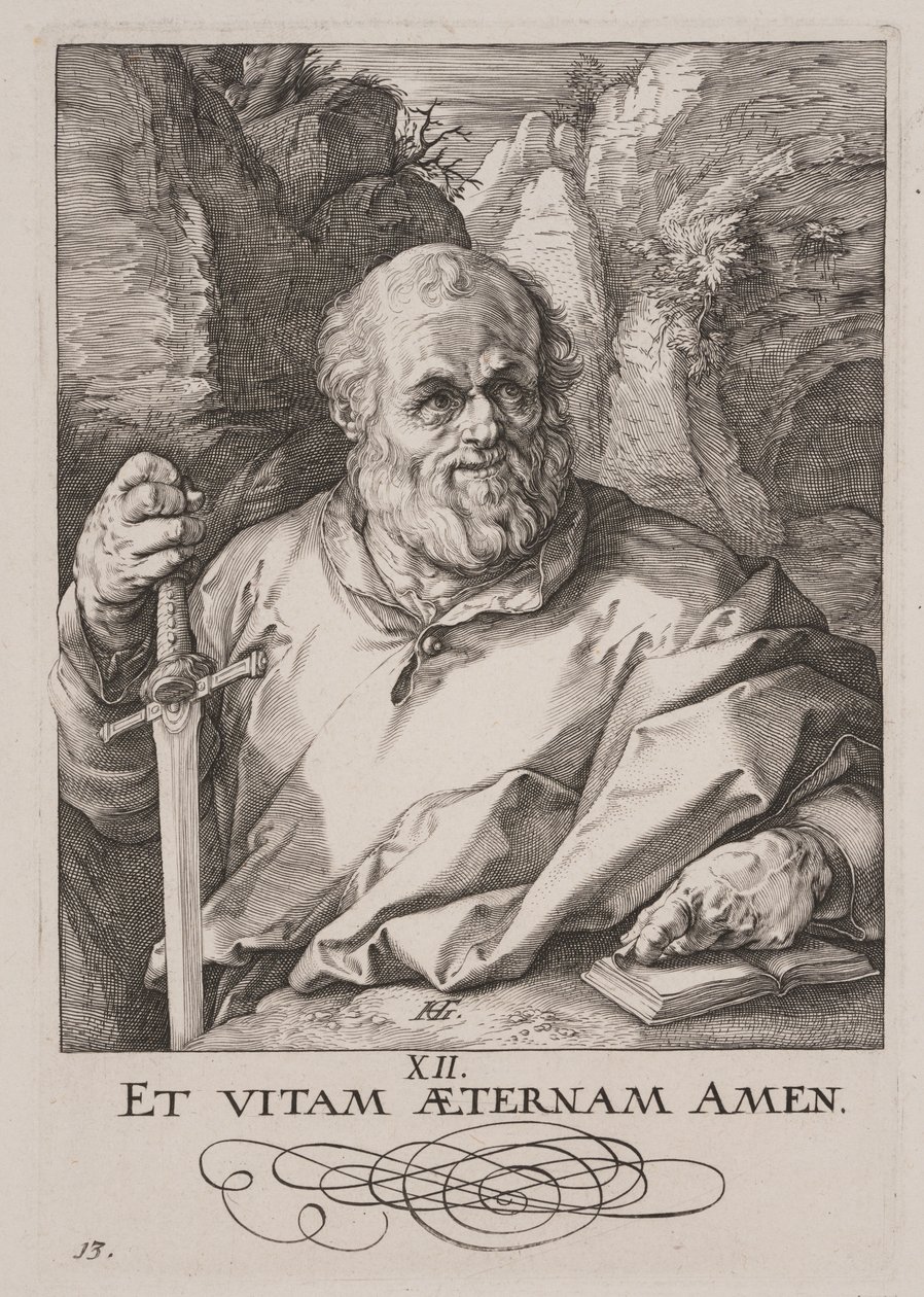 Svatý Matěj, z knihy Kristus, apoštolové a svatý Pavel s vyznáním víry od Hendrick Goltzius