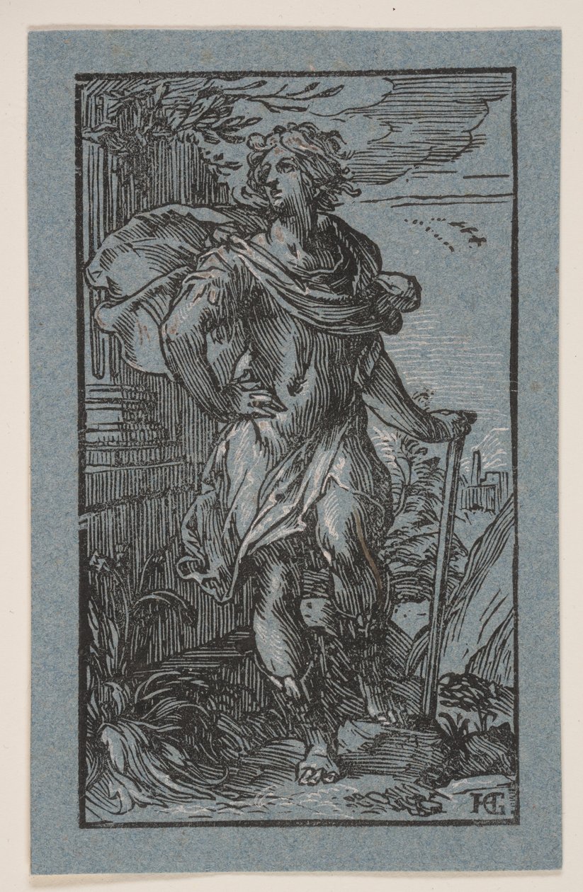 Stojící mladý muž s holí od Hendrick Goltzius