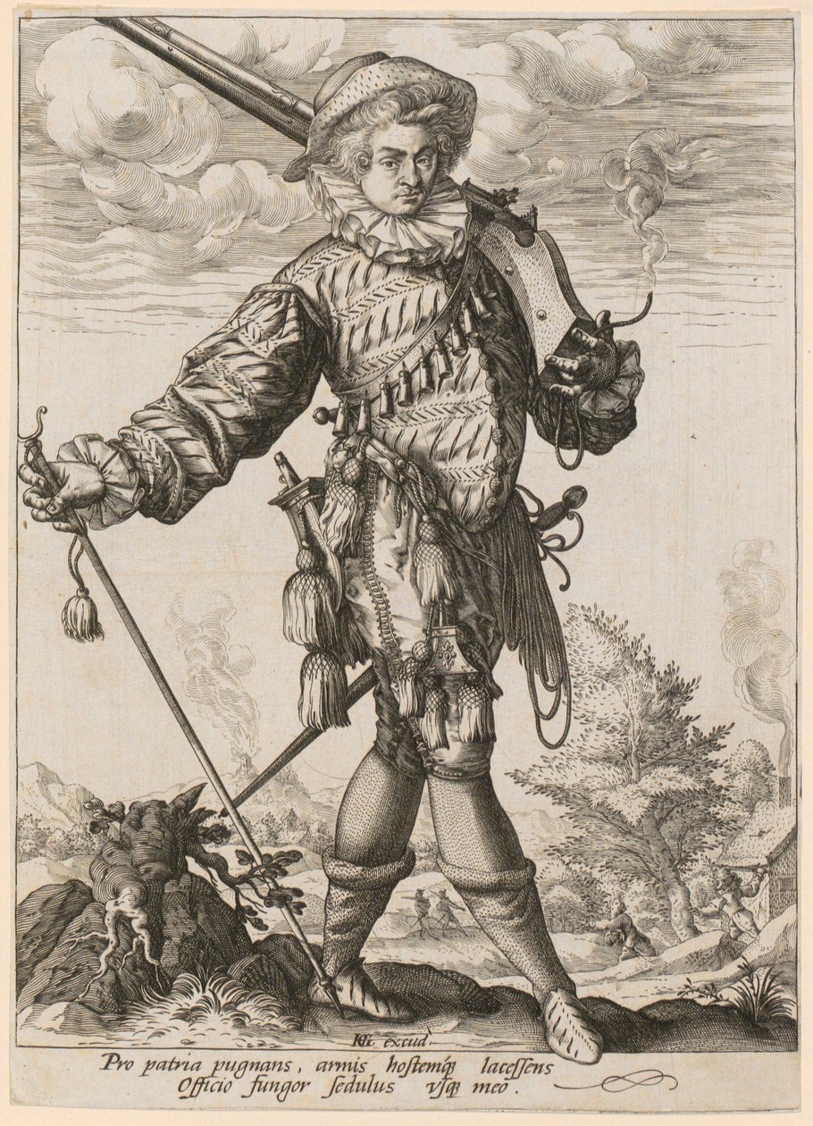 Stojící žoldák s mušketou a kopím od Hendrick Goltzius
