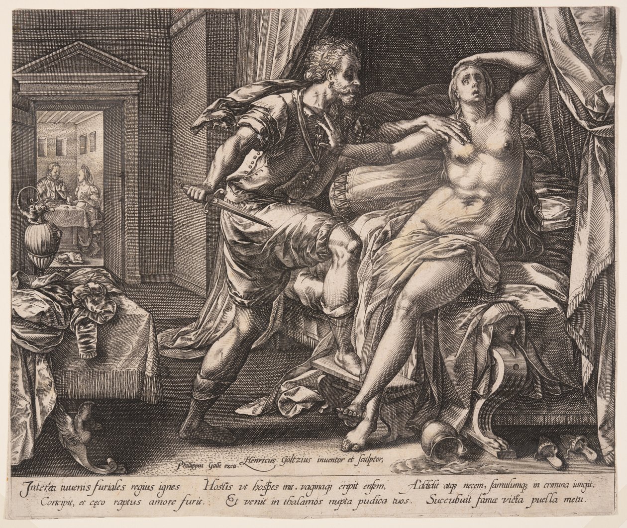 Tarquinius a Lukrécie, z knihy Příběh Lukrécie od Hendrick Goltzius