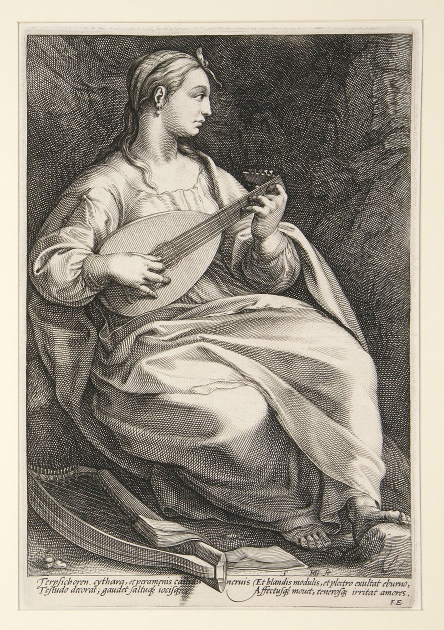 Terpsichoré, deska č. 5 ze série Devět múz od Hendrick Goltzius