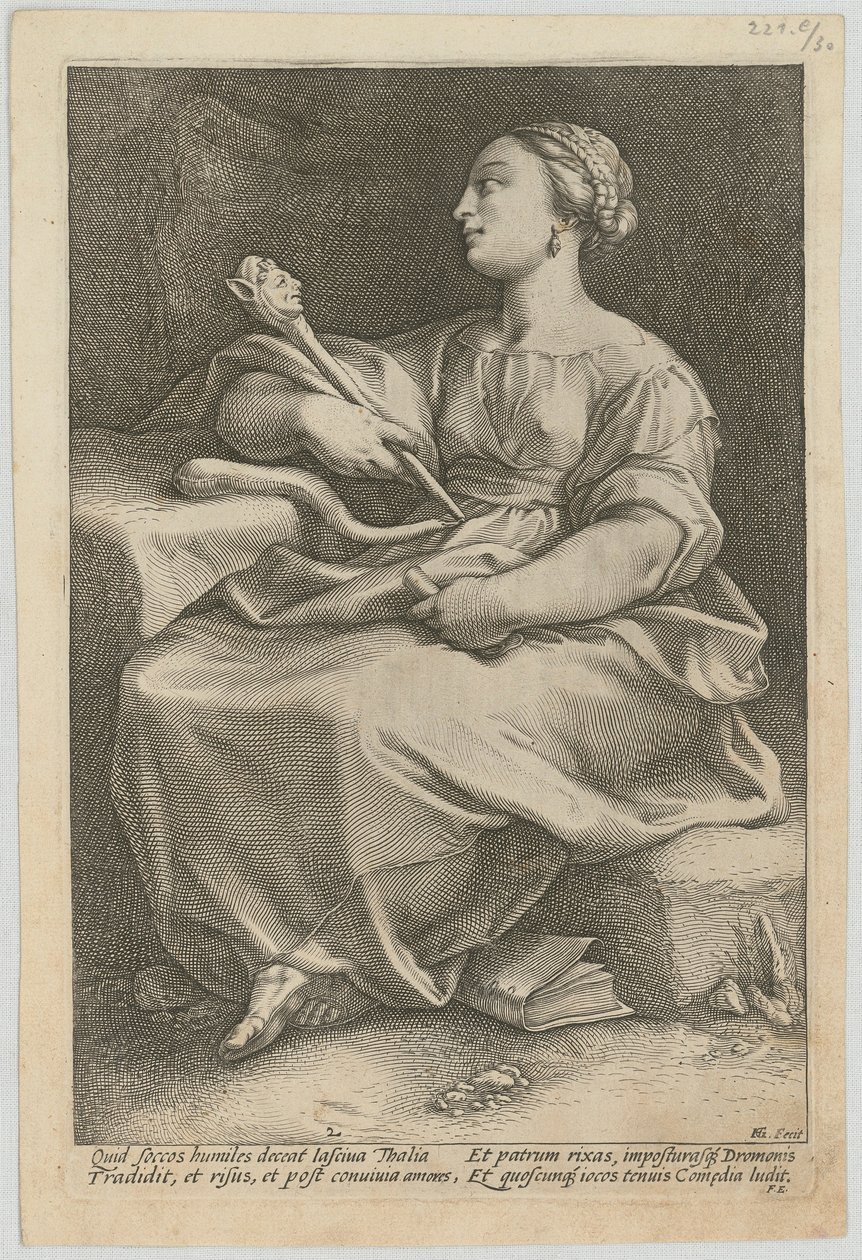 Thalia, list 2 z cyklu „Devět múz“ od Hendrick Goltzius