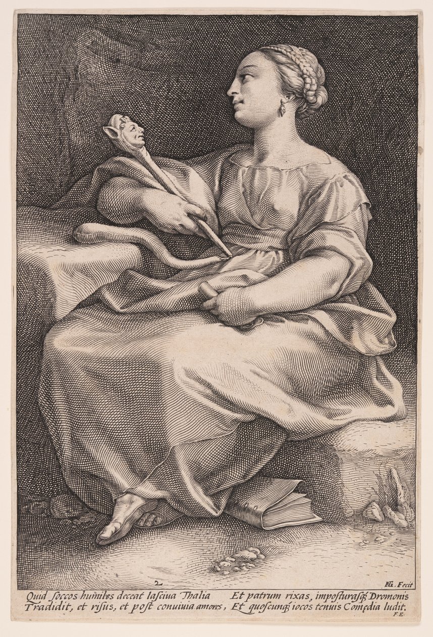 Thalia, múza komedie, z knihy Devět múz od Hendrick Goltzius