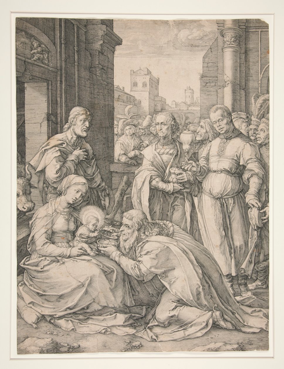Klanění tří králů ze série Narození a časný život Krista od Hendrick Goltzius