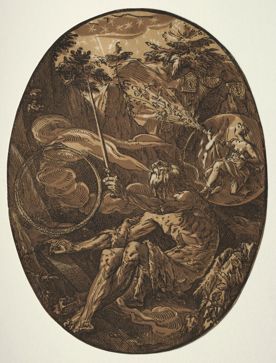 Božstva: Demogorgon v jeskyni věčnosti od Hendrick Goltzius
