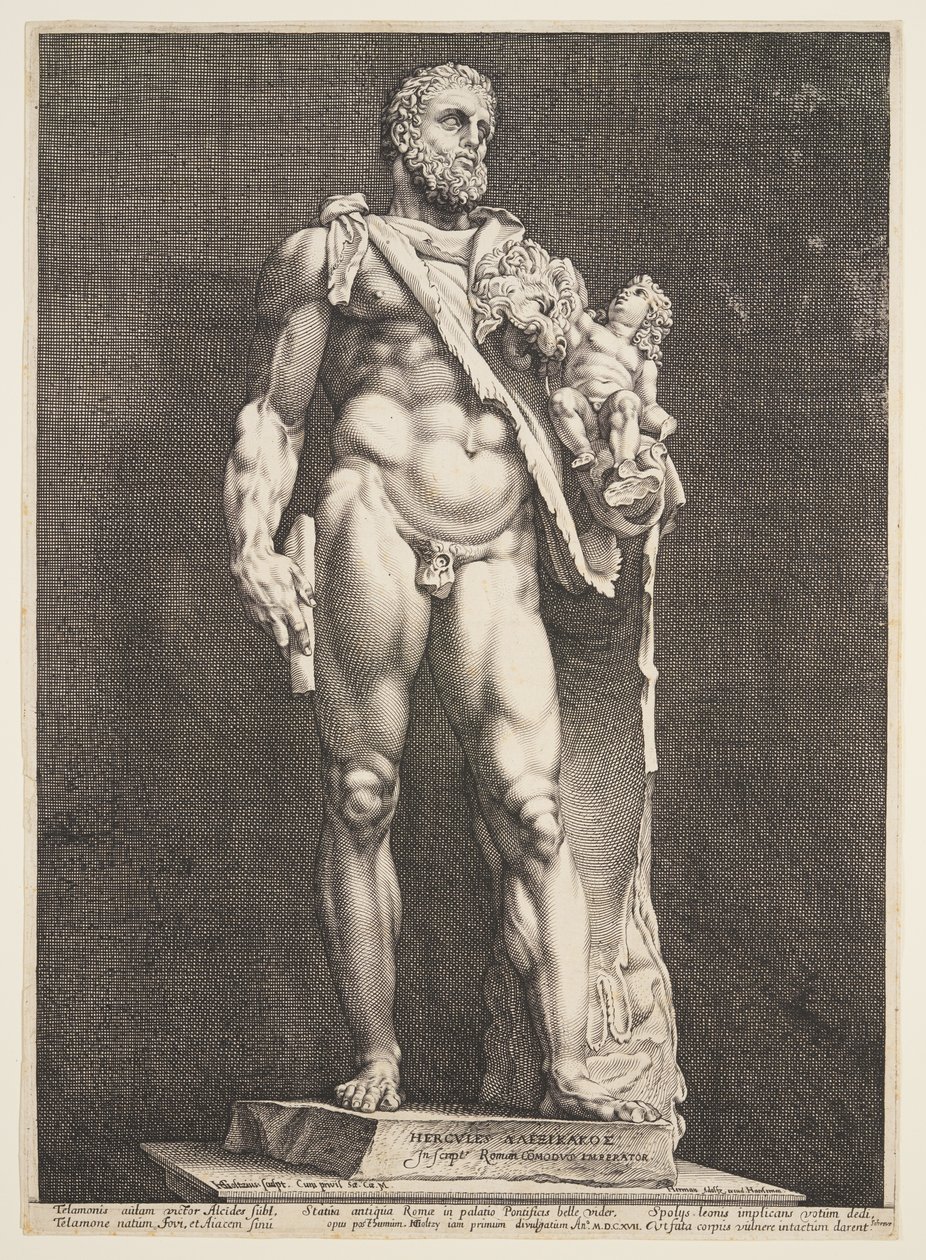 Císař Commodus jako Herkules, ze tří slavných antických soch v Římě od Hendrick Goltzius