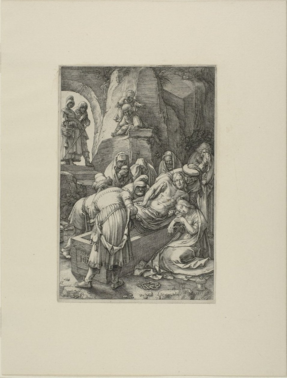 The Entombment, deska jedenáctá z Umučení Krista od Hendrick Goltzius