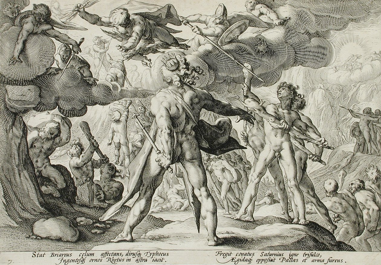 Obři šplhající do nebes od Hendrick Goltzius