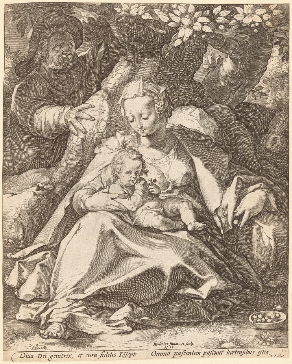 Svatá rodina pod třešňovým stromem od Hendrick Goltzius