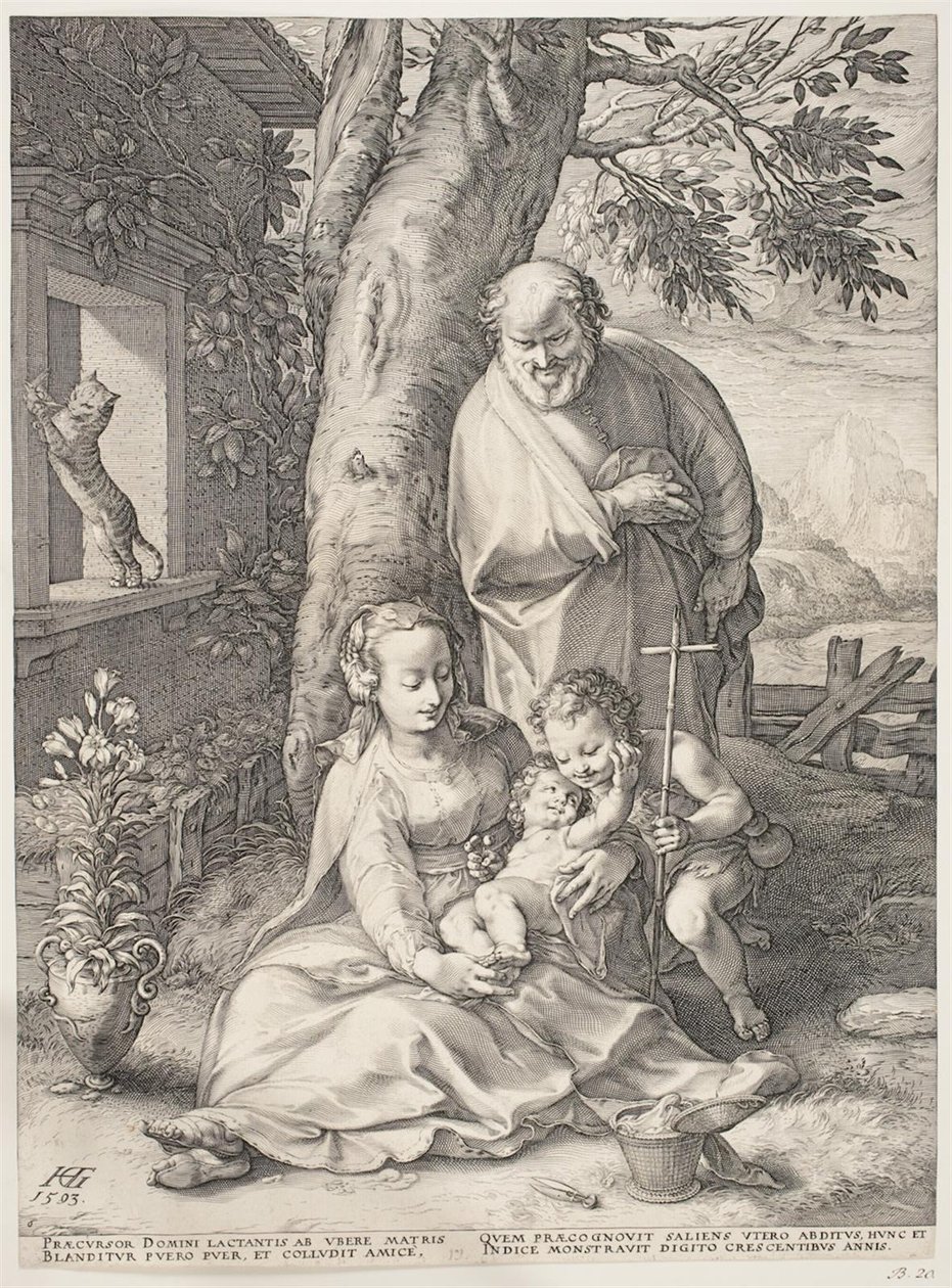 Svatá rodina s mladým svatým Janem Křtitelem od Hendrick Goltzius