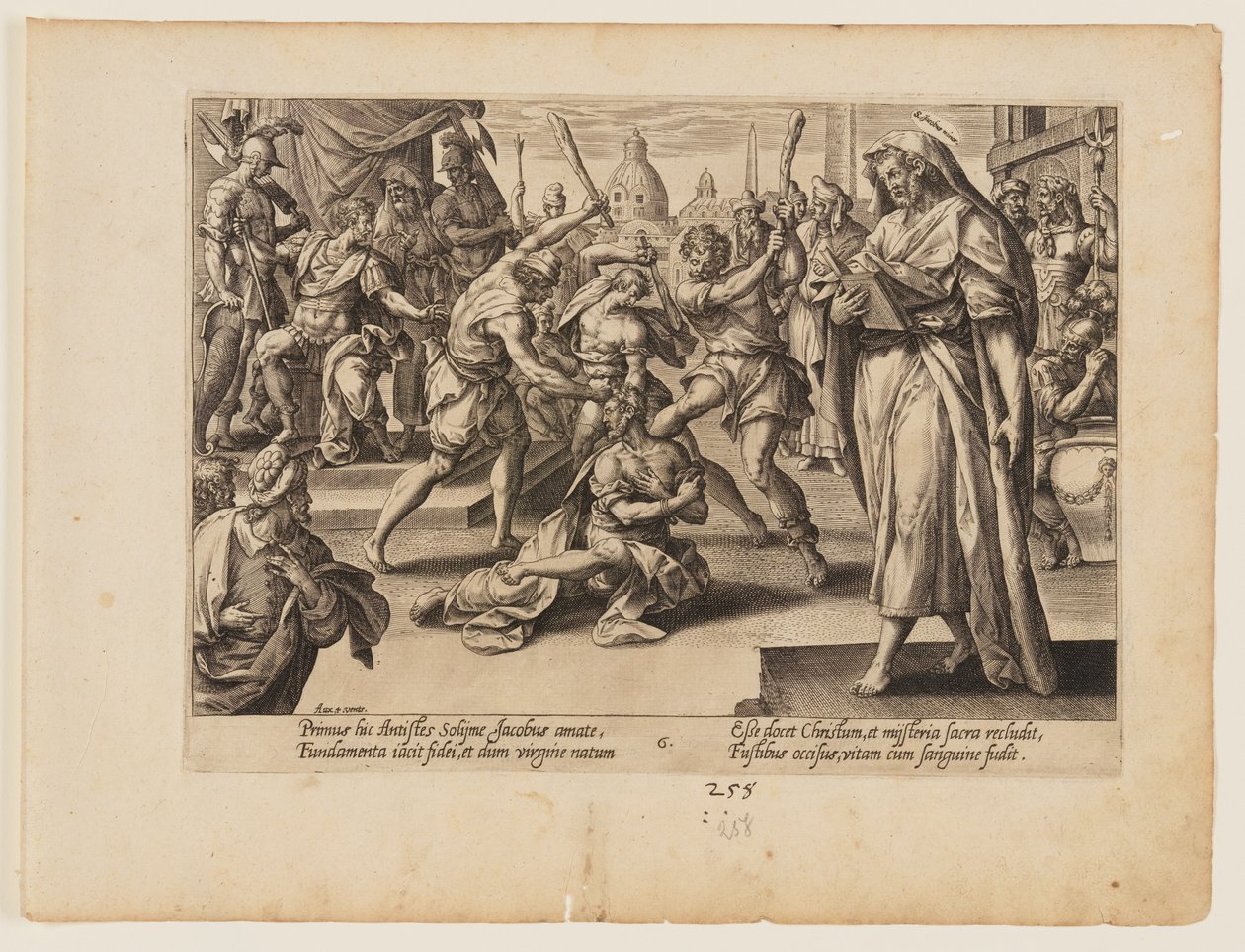 Umučení svatého Jakuba Menšího z knihy Umučení Krista a apoštolů od Hendrick Goltzius