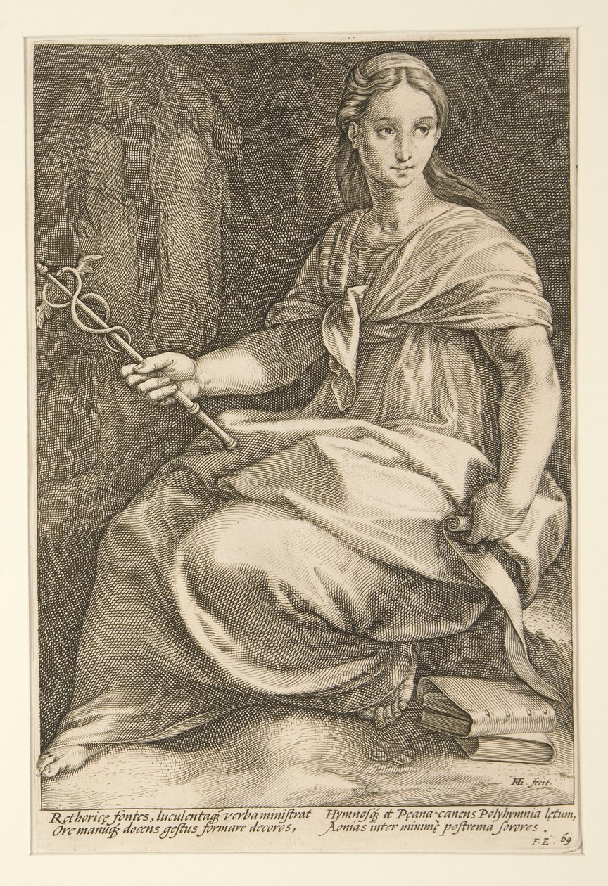 Devět múz: Polyhymnia, číslo 8 v sérii 9 od Hendrick Goltzius