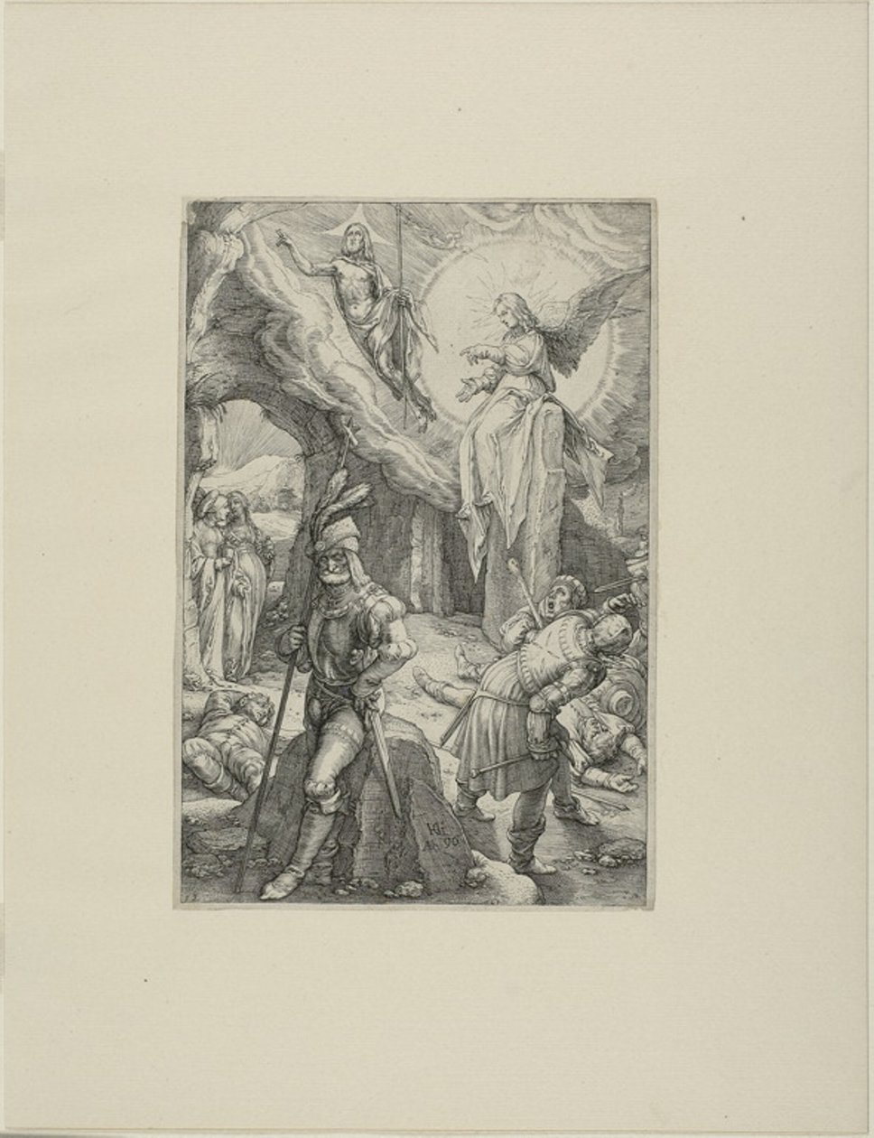 Vzkříšení, deska dvanáct z Umučení Krista od Hendrick Goltzius