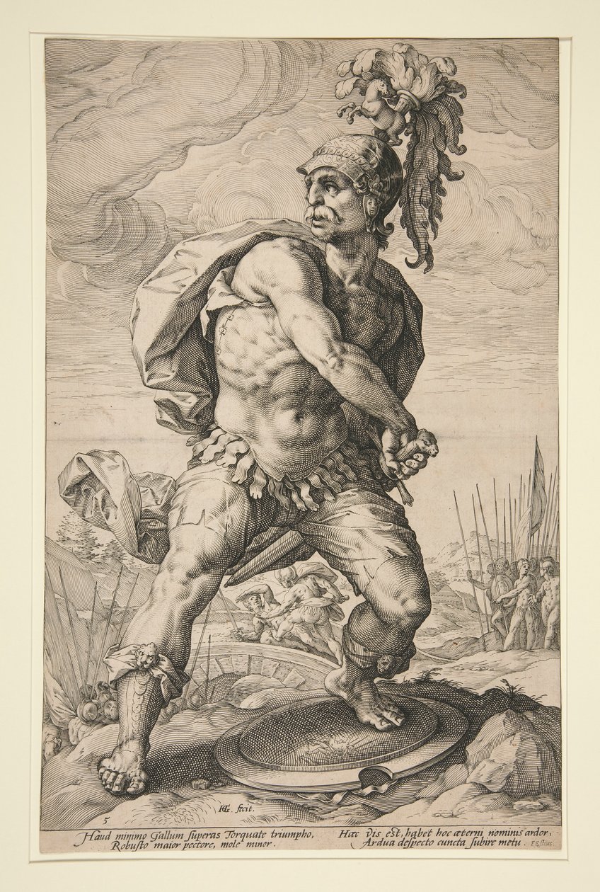 Římští hrdinové: Titus Manlius Torquatus od Hendrick Goltzius